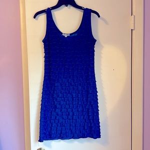 Royal blue mini dress with thin ruffles
